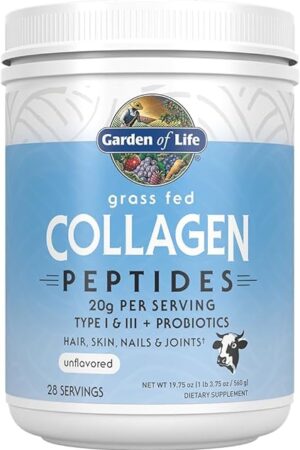 Garden of Life Grass Fed Collagen Peptides Powder Unflavored Collagen Powder for Women Men Hair Skin Nails Joints, Hydrolyzed Collagen Protein Supplements, Collagen for Women & Men, 28 Servings