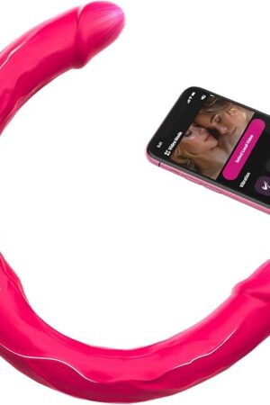 Double Dildo Vibrator Sex Toys: Double Sided Long Dildo with Realistic Glans and Veins Lesbian Sex Toys,Vibrating Strapless Dildos Silicone G Spot and Anal Vibrator with 10 Vibration for Women Couples