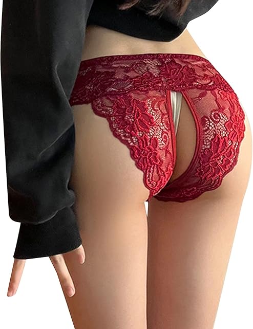 2024 Underwear for Women Womens Sexy Lace Panties Thong Low Rise Cotton Underwear Cutout Womens Sexy Lingerie