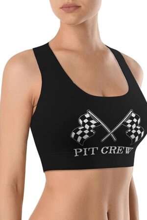 Checkered Flags Race Car Flag Women's Sports Bra Yoga Vest Racerback Bra Workout Fitness Underwear