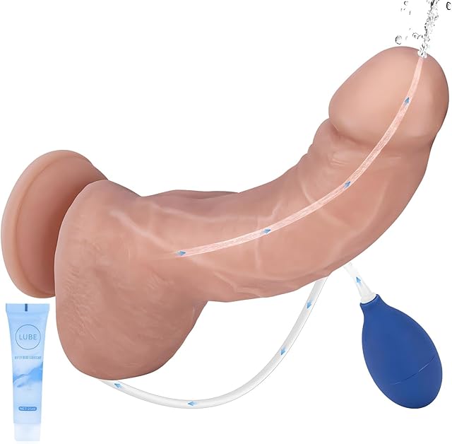 Fengfeiyan-10 Inch Suction Cup Realistic Dildo Squirting Dildo Anal Dildo Suitable for Female G-spot and Male Anal Dildo for Men Large Prostate Massage Inflatable Dildo Dildos for Men