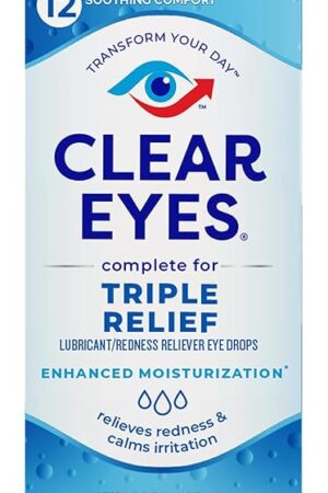 Clear Eyes Triple Relief Eye Drops, Relieves Redness & Calms Irritation, 05 Fl Oz