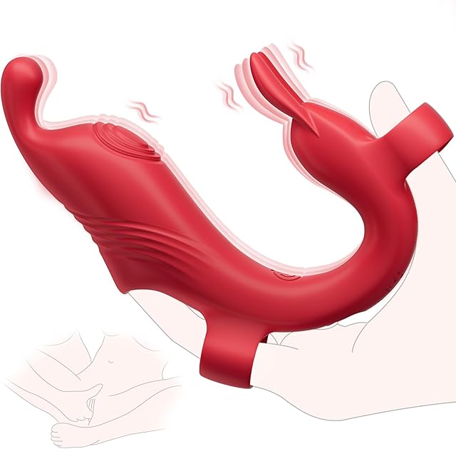 Finger Vibrator for Couples - Clit and G-Spot Stim Massaging Female Sex Toy - 10 Patterns - Whisper Quiet & Waterproof - Rechargeable - Adult Sex Toys & Games for Women and Couples Red