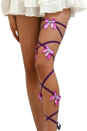 Women's Leg Wraps Ribbon Bow Leg Straps Elastic Festival Accessories Sexy Rave Concert Party Stockings