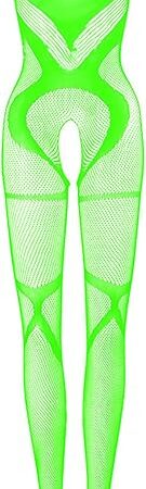 Womens One Piece Fishnet Lingerie Bodysuit Cut Out Mesh Sheer Elastic Bodystocking Sexy Fishing Net Tight Underwear