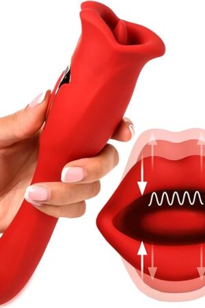 Dual Ended Vibrator Cunnilingus Tongue Licking Oral Adult Sex Toy for Women G Spot Nipples Clit Anal Sucker Vibe Clitoral Stimulator [Made in America]