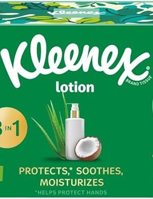 Kleenex Lotion Facial Tissues with Coconut Oil, 8 Flat Boxes, 180 Tissues Per Box, 3-Ply