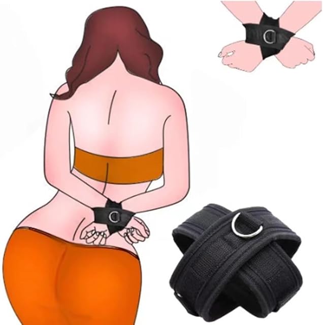 BDSM Handcuffs Sex Bed Adult Set, Sex Bondage Restraints Straps Cuffs, Adjustable Sex Leash Bondage Fetish Handcuffs Kit Cuff Restraint Set Couples Sex Toys for Couple Sex Play