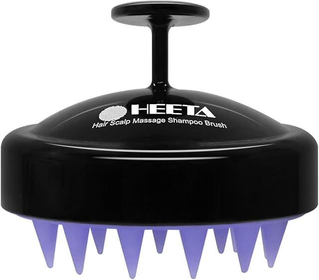 HEETA Scalp Massager Hair Growth, Soft Silicone Scalp Scrubber Shampoo Brush for Exfoliation, Dandruff Removal Head Massage Stress Relax, Wet & Dry Use for Thick Thin Curly Hair Care, Black