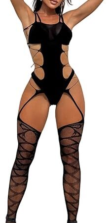 Women's One Piece Fishnet Lingerie Bodysuit Mesh Bodystocking Sexy Tights Underwear Nightwear