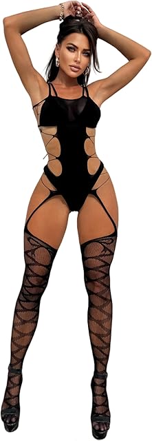 Women's One Piece Fishnet Lingerie Bodysuit Mesh Bodystocking Sexy Tights Underwear Nightwear