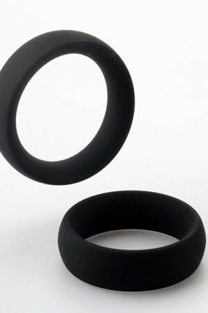 LeLuv Wide Oval Cock Ring 2 Pack Penis Rings Sex Toys for Men Black