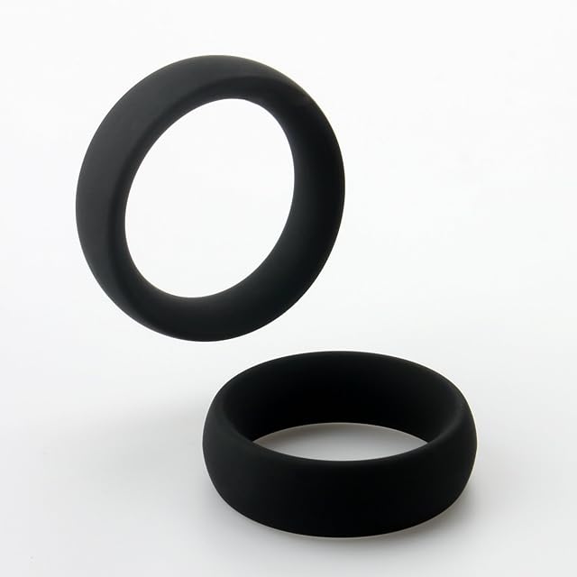 LeLuv Wide Oval Cock Ring 2 Pack Penis Rings Sex Toys for Men Black
