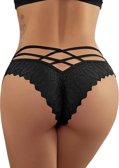 Women Sexy Floral Lace Underwear Criss Cross Seamless Bikini Panty Brief