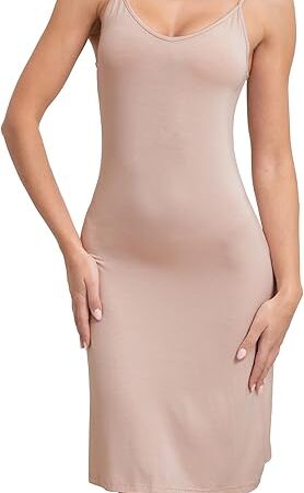 Women's Full Slips for Under Dresses Adjustable Spaghetti Straps Sexy V Neck Cami Nightgown