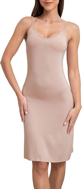 Women's Full Slips for Under Dresses Adjustable Spaghetti Straps Sexy V Neck Cami Nightgown