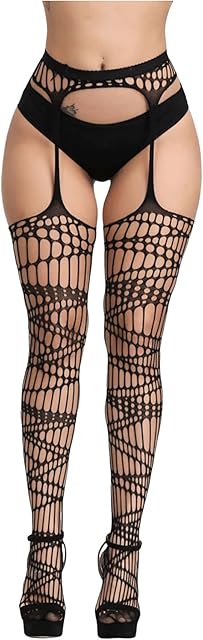 Women's Fishnet Garter Belt Stockings Sexy High Rise Party Suspender Pantyhose