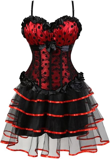 Corset Dresses Overbust Corset Skirt Set Moulin Rouge Showgirl Saloon Girl Costume Clubwear