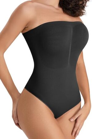 Womens Tube Bodysuits Sexy Strapless Bodysuit Thong Tank Top Off The Shoulder One Piece Leotard