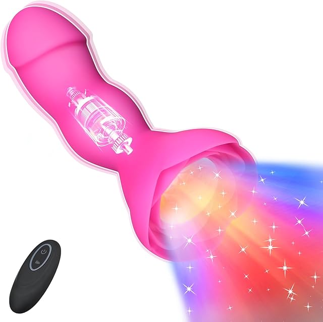 Anal Vibrator Adult Sex Toys with Illuminated Bottom, Silicone Dildo Head Design Vibrating Butt Plug Wireless Remote Control USB Rechargeable 7 Vibration Modes Masturbator for Men Women