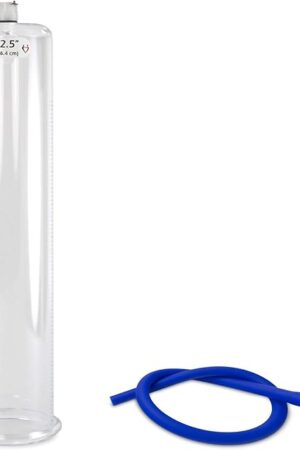 LeLuv 2.50" x 12" Penis Pump Vacuum Cylinder Adult Toy with 18" Royal Blue Silicone Non-Collapsable Hose and Male/Female Air-Tight Locking Fittings