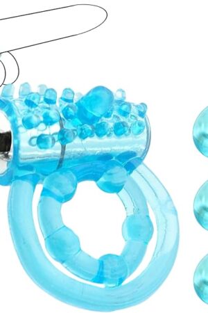 Vibrating Cock Ring with Double Penis Ring Silicone Cockring Vibrator G-spot Stimulating Clitoral Stimulator Penis Erect Erection Enhance Adult Male Sex Toy Vibrator for Longer Harder Stronger(Blue)
