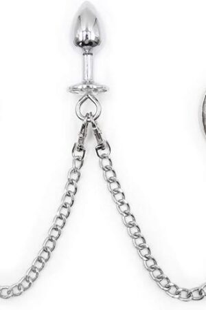 Anal Plug with Butt Plug Trainer Long Chain Handcuffs Stainless Steel SM Bed Restraint Set Sex Toys +Fetish Blindfold Couple Flirt for Unisex