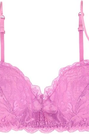 Women's Comfortable Wireless Lace Bralette with Triangle Cups and Adjustable Straps
