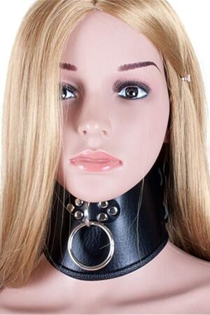 YILU BDSM Collar Leather Choker,O Ring Locking Collars,Adult Restraint Neck Collar Bondage Harness Necklace for Sex Play (Black1)