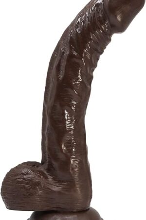Huge Black Realistic Dildo with Strong Suction Cup Adult Sex Toys for Women Men, 9 Inch Big Soft Silicone Flexible Lifelike Dildos with Curved Shaft and Balls for Vaginal G spot and Anal Play