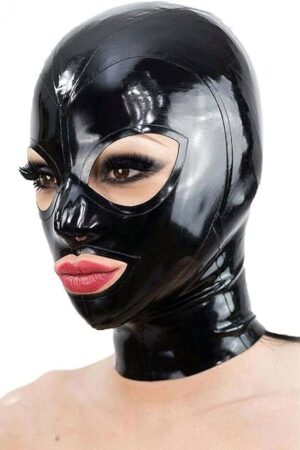 Black Latex Hood Mask BDSM Fetish Bondage Unisex Cosplay Costumes Clubwear Party Mask