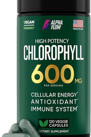 Chlorophyll Capsules 600 mg - Natural Chlorophyll Pills for Women & Men - Highly BioAvailable Chlorophyll Supplement for Energy, Immunity, Skin + Internal Deodorant