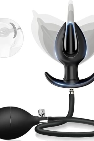 Expand Silicone Inflatable Anal Plug Adult Toys, Oversized Enema Training Butt Plug Anal?Male Sex Toy for Men Women Beginners Black