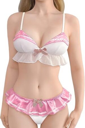 Women Nightwear Sexy Contrast Collar Sleeveless Backless Bikini Bra Panties Bikini Set