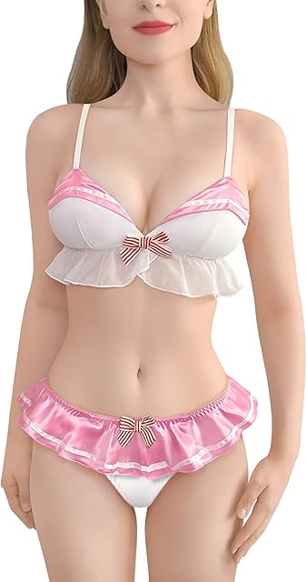 Women Nightwear Sexy Contrast Collar Sleeveless Backless Bikini Bra Panties Bikini Set