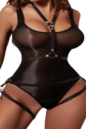 Body Harness Set - Sexy Body Chest Harness and Waist & Leg Straps Lingerie, Perfect for Clubwear, Cosplay, Pole Dancing, and Alternative Fashion - Gothic Steampunk & BDSM Style Set 2-Piece