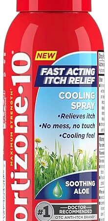 Cortizone 10 Maximum Strength Soothing Aloe Itch Relief Cooling Spray, 1% Hydrocortisone, Fast-Acting, Anti-Itch Spray for Bug Bites, Rash, Eczema, Psoriasis, Poison Ivy, Oak, Sumac, 27 oz