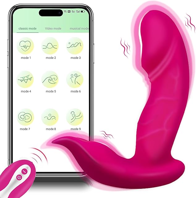 Wearable Dildo Vibrator Adult Sex Toys for Women, Clitoral G-Spot Vibrators Long Distance APP Remote Control Dual Motors Panty Stimulator with 10 Powerful Vibrating Modes Vibrator