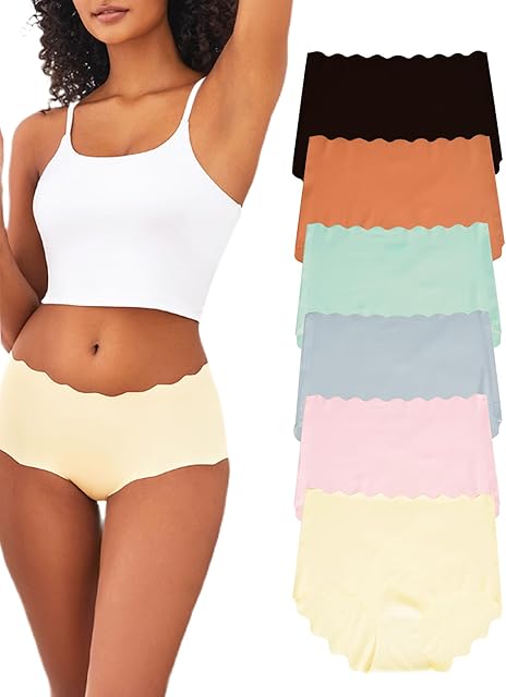 High Waisted Underwear Women's Seamless Hipster Underwear No Show Sexy Cheeky Panties 6 Pack