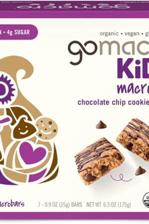 GoMacro Kids MacroBar Organic Vegan Snack Bars - Chocolate Chip Cookie Dough (090 Ounce Bars, 7 Count)