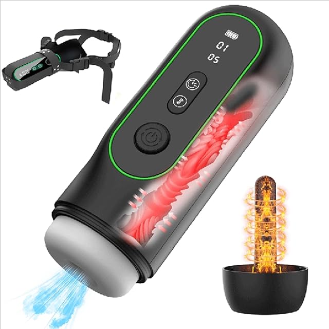 Automatic Penis Massage Stroker - Hands Free Strap On Harness Male Masturbator with & 15 Thrust & 9 Vibration & 4 Sucking Mode, Electric Heating Pocket Pussies Blowjobsex Machine Adult Sex Toy & Games