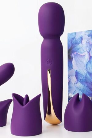 4 in 1 Vibrator Wand Kit Women Sex Toys - Ultra Quiet (<40 dB) Vibrator with 3 Attachments for G Spot, Clitoral, Nipple & Anal Play, 10 Powerful Modes, Magnetic 90-Min Battery, Waterproof, Gift Box