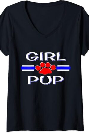 Womens Girl Pup Play Gear, Human PetPlay Gift, BDSM Puppy Fetish V-Neck T-Shirt