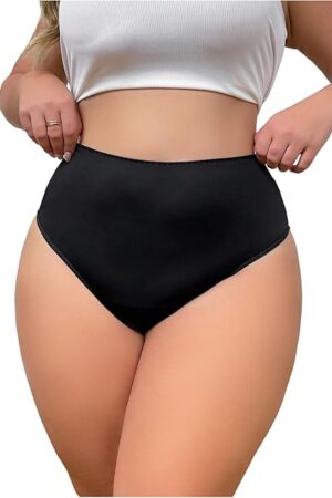 Women's Plus Size Seamless Thongs Mid Rise No Show Cheeky Underwear Breathable Comfy Panties