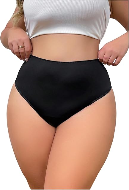 Women's Plus Size Seamless Thongs Mid Rise No Show Cheeky Underwear Breathable Comfy Panties
