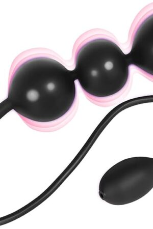 Inflatable Anal Beads Silicone Anal Toys with Air Pump Detachable Anal Sex Toys with Safe Pull Ring in Black Adjustable Size Anal Plug for Adult Sex Toy
