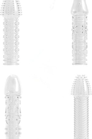 4 New Designs Transparent Threaded Condoms Male Adult Lock fine Crystal Sleeve a Set 4 Pieces 7524144163