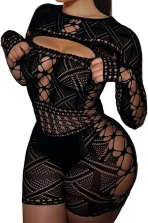 Woman Lingerie Bodysuit Fishnet Bodystocking Sexy Tights Bodycon Jumpsuit