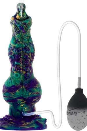 1024" Squirting Monster Dildo Fantasy Ejaculating Dog Knot Penis,Silicone Realistic Tentacle Dildo Dragon Cock W/Enema Bulb,Thick Anal G spot Stimulator Suction Cup Masturbator Sex Toy for Women Men