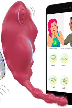 Wearable Panty Vibrator with 10 Modes APP Remote Control,Non-Slip Magnetic Clip Clitoral Vibrating Panties G Spot Butterfly Clitoral Vibrators Sex Toys for Women Couples (red)